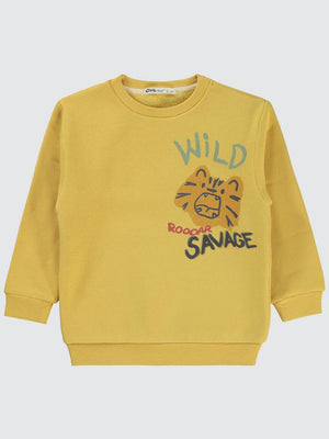 Civil Boys Vild Savage Baskılı 2-5 Yaş Sweatshirt - Hardal