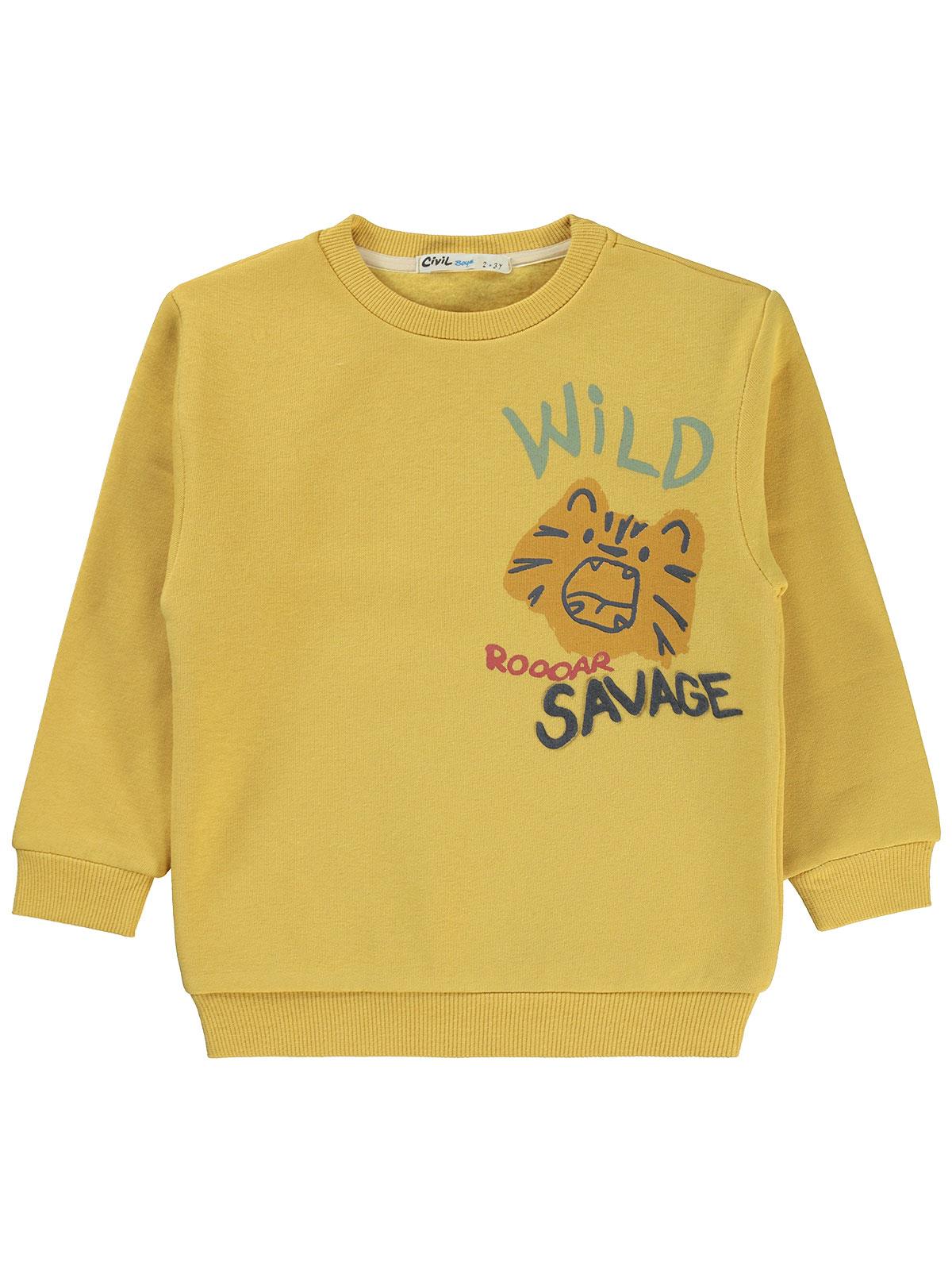Civil Boys Vild Savage Baskılı 2-5 Yaş Sweatshirt - Hardal