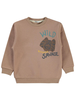 Civil Boys Vild Savage Baskılı 2-5 Yaş Sweatshirt - Kahve