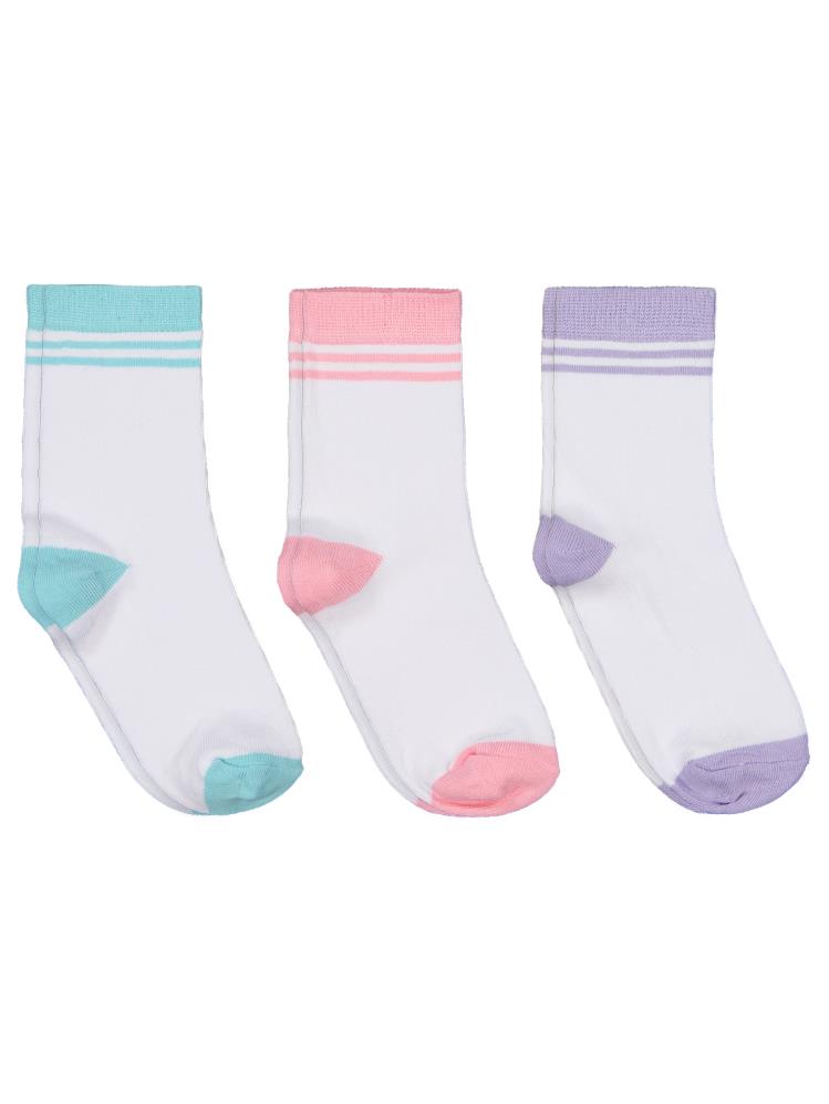 Civil Girls Basic Çift Çizgili 3'lü 2-12 Yaş Kız Soket Çorap
