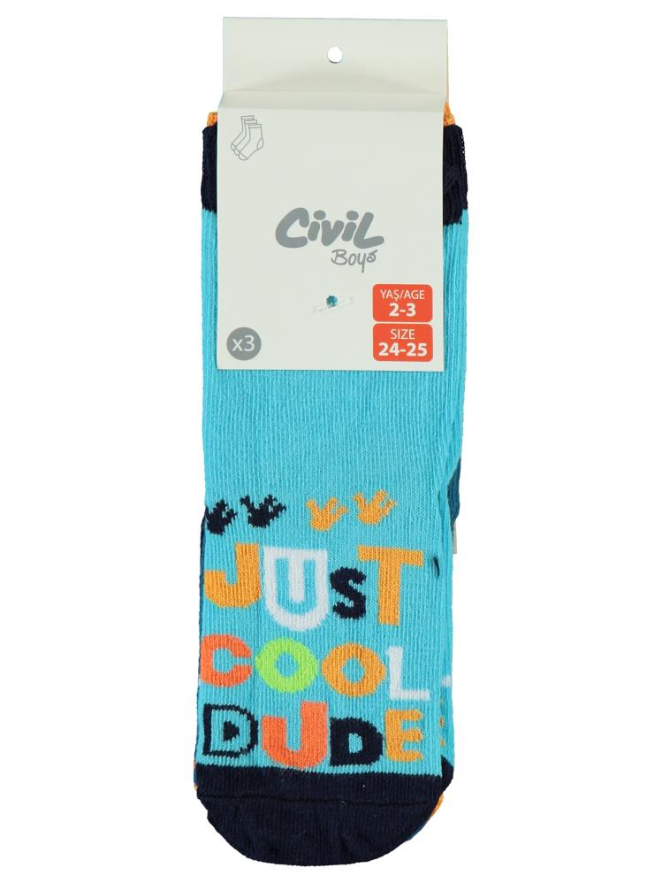 Civil Boys Just Dino 3'lü 2-12 Yaş Erkek Soket Çorap