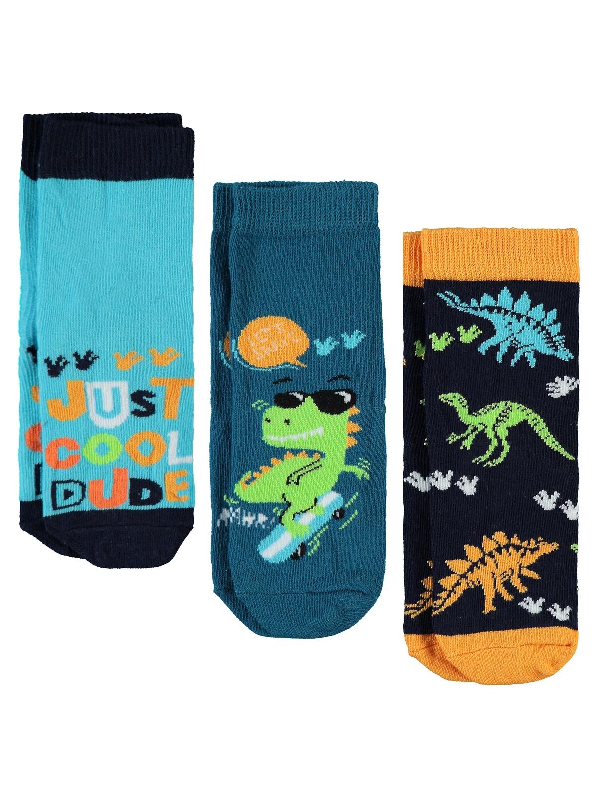 Civil Boys Just Dino 3'lü 2-12 Yaş Erkek Soket Çorap
