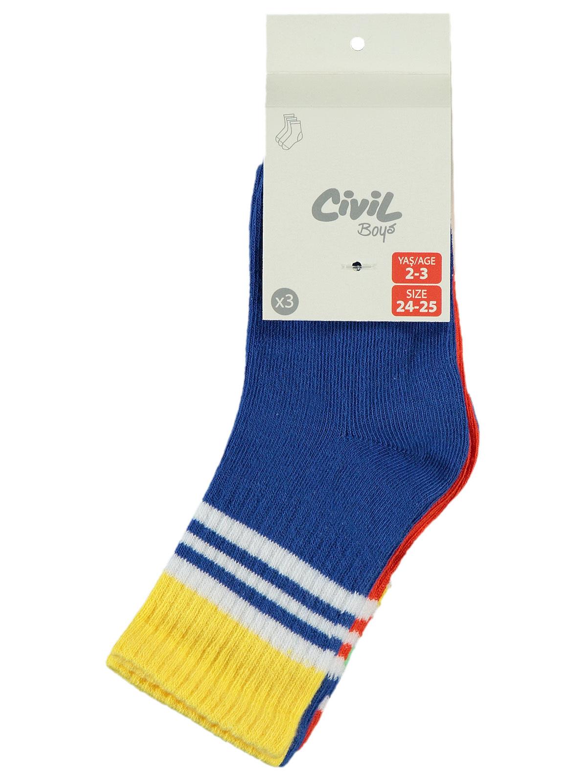 Civil Boys Colorful 3'lü 2-12 Yaş Erkek Soket Çorap