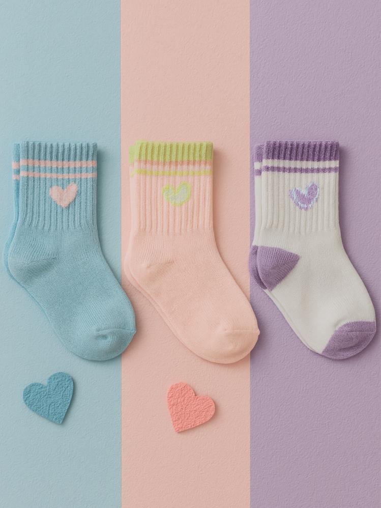 Civil Girls Kalp 3'lü 2-12 Yaş Kız Soket Çorap
