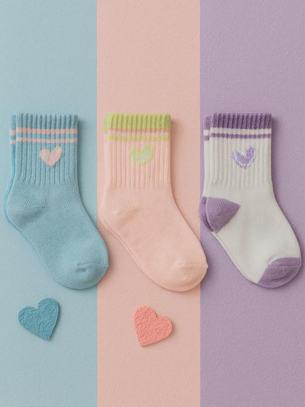 Civil Girls Kalp 3'lü 2-12 Yaş Kız Soket Çorap