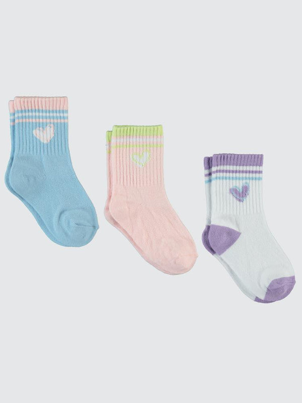 Civil Girls Kalp 3'lü 2-12 Yaş Kız Soket Çorap