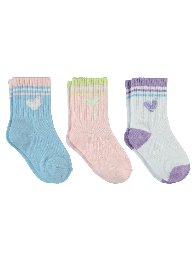 Civil Girls Kalp 3'lü 2-12 Yaş Kız Soket Çorap