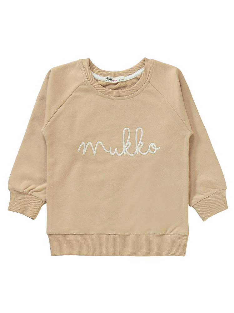 Civil Girls Mukko Nakışlı 2-5 Yaş Eşofman Takımı - Bej
