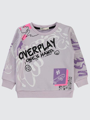 Civil Girls Grafit Baskılı 2-5 Yaş Sweatshirt - Lila