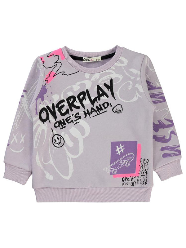 Civil Girls Grafit Baskılı 2-5 Yaş Sweatshirt - Lila