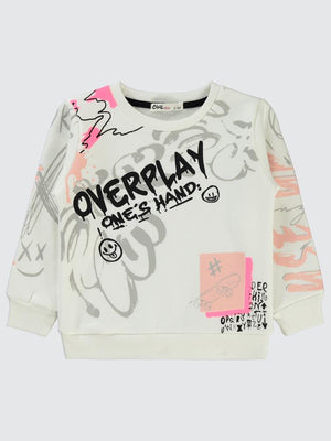 Civil Girls Grafit Baskılı 2-5 Yaş Sweatshirt - Ekru