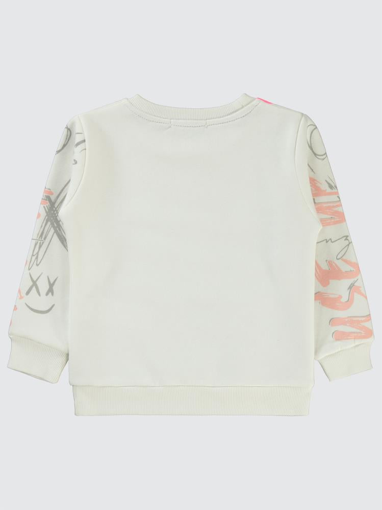 Civil Girls Grafit Baskılı 2-5 Yaş Sweatshirt - Ekru