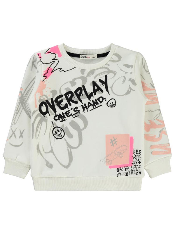 Civil Girls Grafit Baskılı 2-5 Yaş Sweatshirt - Ekru