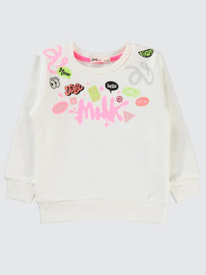 Civil Girls Milk Baskılı 2-5 Yaş Sweatshirt - Ekru