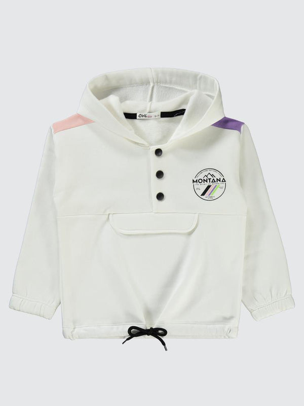 Civil Girls Montana Baskılı 6-9 Yaş Sweatshirt - Ekru