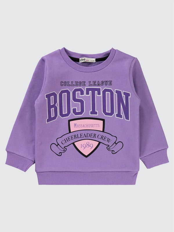 Civil Girls Boston Baskılı 2-5 Yaş Sweatshirt - Lila