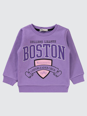 Civil Girls Boston Baskılı 2-5 Yaş Sweatshirt - Lila