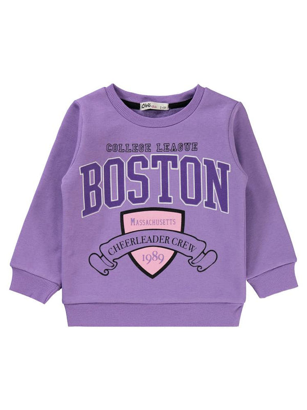Civil Girls Boston Baskılı 2-5 Yaş Sweatshirt - Lila