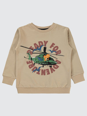 Civil Boys Ready For Baskılı 2-5 Yaş Sweatshirt - Bej