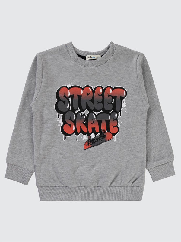 Civil Boys Street Skate Baskılı 2-5 Yaş Sweatshirt - Gri