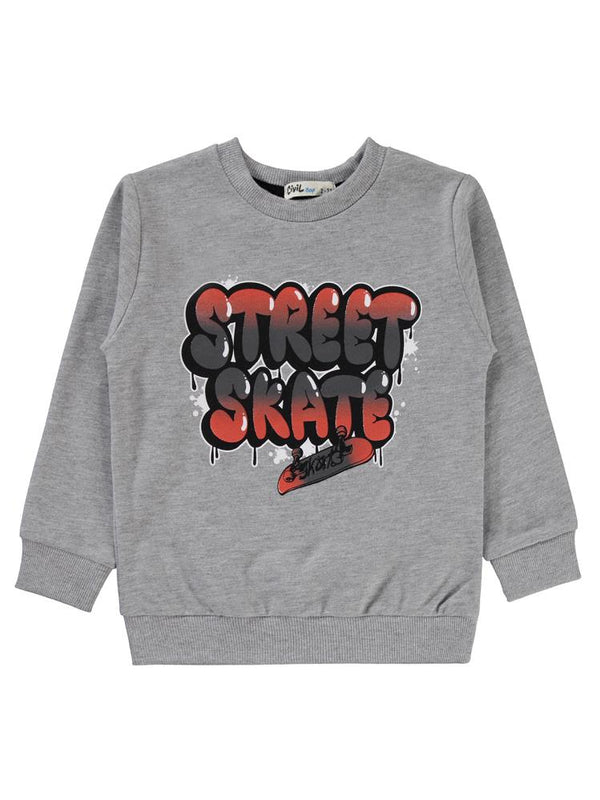 Civil Boys Street Skate Baskılı 2-5 Yaş Sweatshirt - Gri