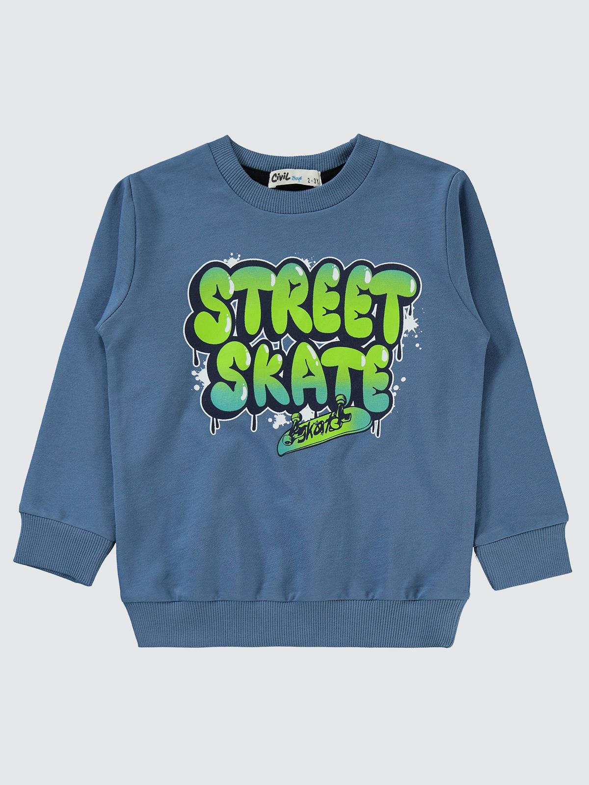 Civil Boys Street Skate Baskılı 2-5 Yaş Sweatshirt - Mavi