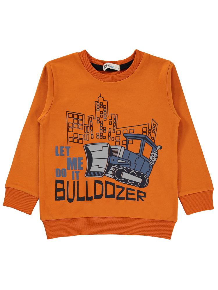 Civil Boys Bulldozer Baskılı 2-5 Yaş Sweatshirt - Turuncu