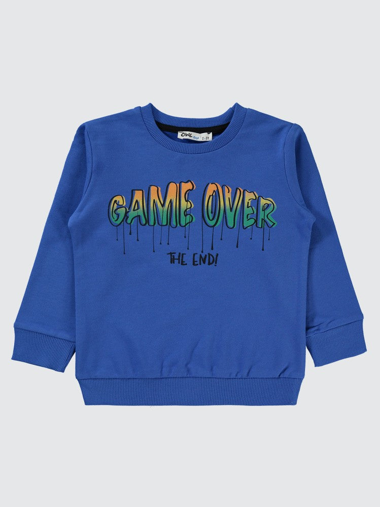 Civil Boys Gamer Over Baskılı 2-5 Yaş Sweatshirt - Mavi