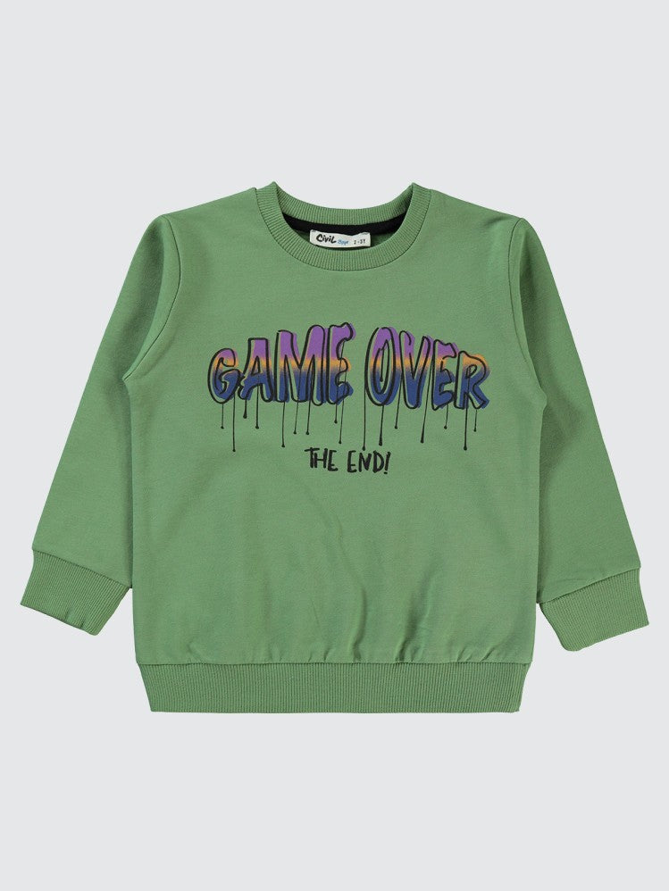 Civil Boys Gamer Over Baskılı 2-5 Yaş Sweatshirt - Yeşil