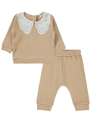 Civil Baby Yaka Dantelli 6-18 Ay Takım - Bej