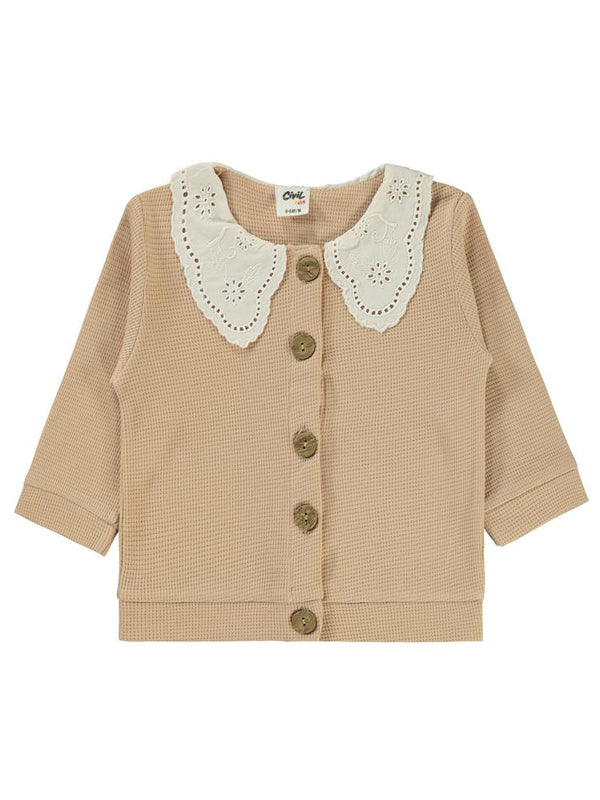 Civil Baby Yaka Dantelli 6-18 Ay Hırka - Bej