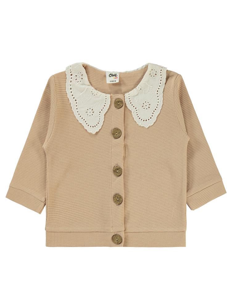 Civil Baby Yaka Dantelli 6-18 Ay Hırka - Bej