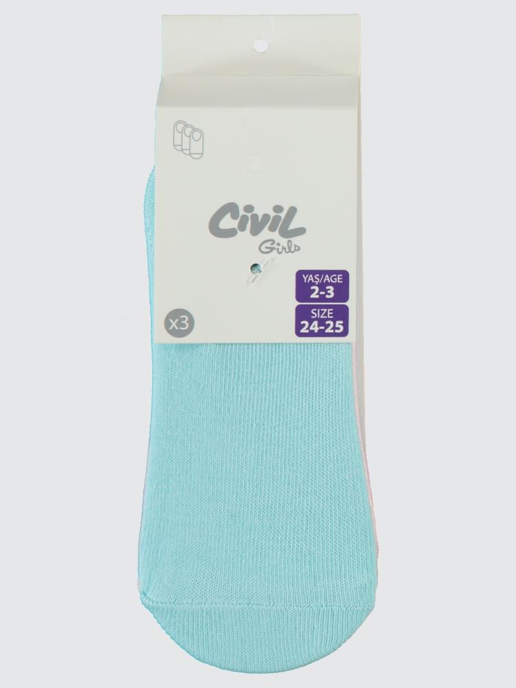 Civil Girls Düz 3'lü 2-12 Yaş Babet Çorap