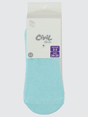 Civil Girls Düz 3'lü 2-12 Yaş Babet Çorap