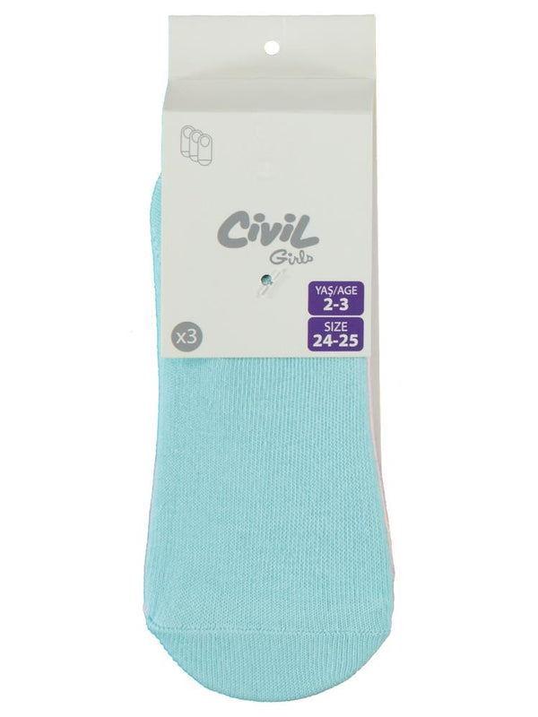 Civil Girls Düz 3'lü 2-12 Yaş Babet Çorap