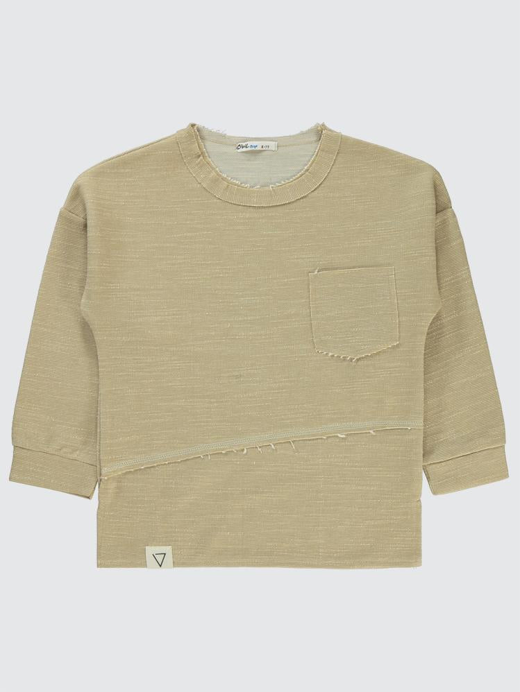 Civil Boys Düz Cepli 6-9 Yaş Sweatshirt - Ekru