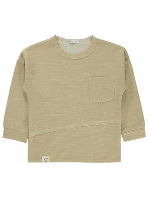 Civil Erkek Çocuk Düz Cepli Sweatshirt | Jakar/Petek Uzun Kol | Okul Kreş ve Günlük Kullanım - Ekru