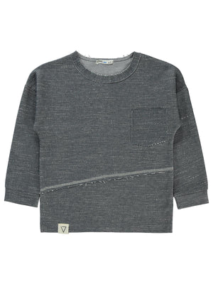 Civil Erkek Çocuk Düz Cepli Sweatshirt | Jakar/Petek Uzun Kol | Okul Kreş ve Günlük Kullanım - Gri