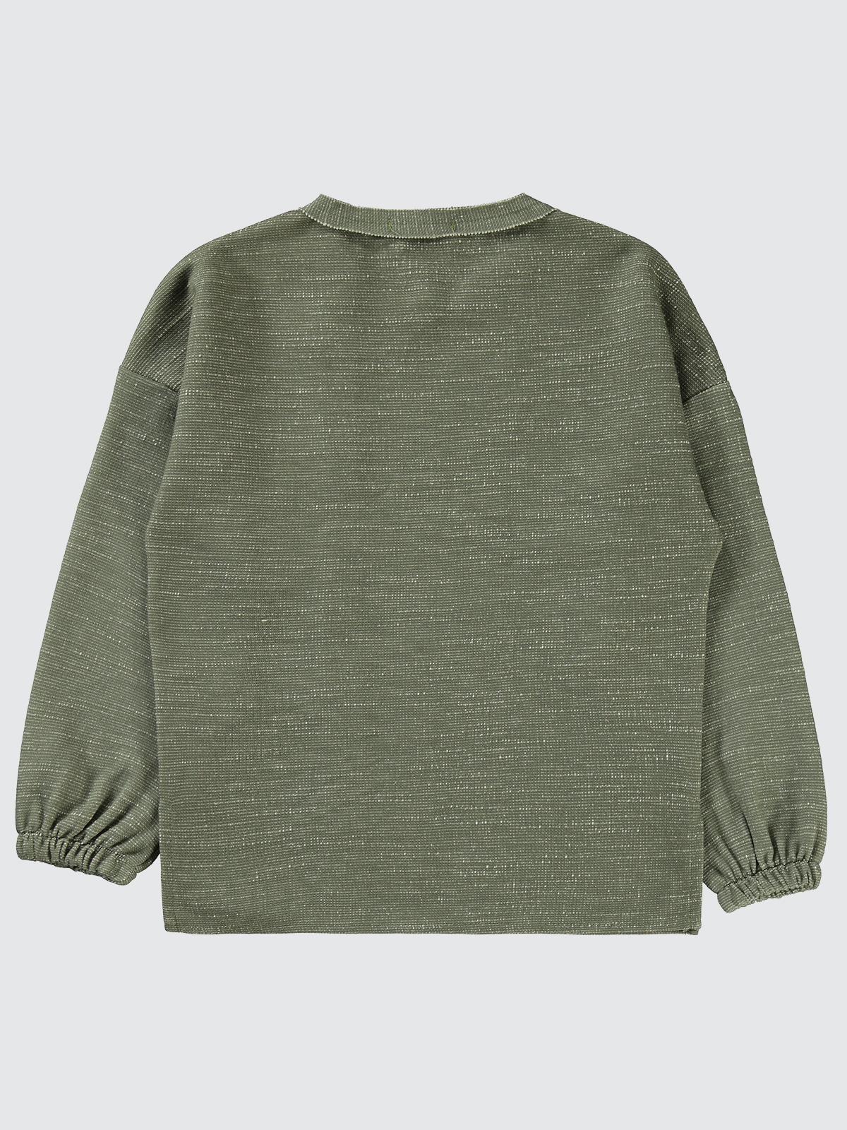 Civil Erkek Çocuk 1996 Armalı Süs Düğmeli Sweatshirt | Jakar/Petek | Okul Kreş ve Günlük Kullanım - Haki