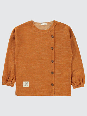 Civil Erkek Çocuk 1996 Armalı Süs Düğmeli Sweatshirt | Jakar/Petek | Okul Kreş ve Günlük Kullanım - Hardal