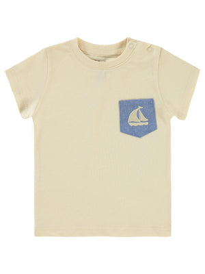 Civil Baby Yelkenli Nakışlı 6-18 Ay Tişört - Bej