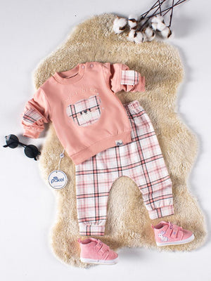 Mini Pakel Sweet Bear Nakışlı Omuzu Çıtçıtlı 2'li 6-12 Ay Takım - Pembe