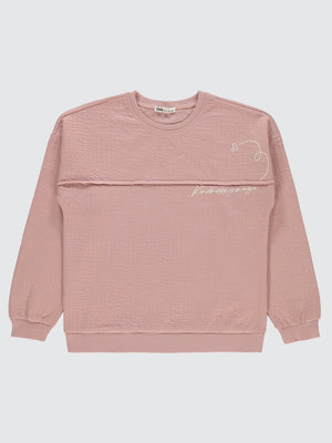 Civil Girls Kalp Baskılı 10-13 Yaş Sweatshirt - Pudra