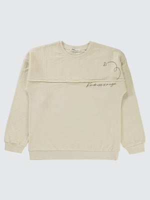 Civil Girls Kalp Baskılı 10-13 Yaş Sweatshirt - Bej