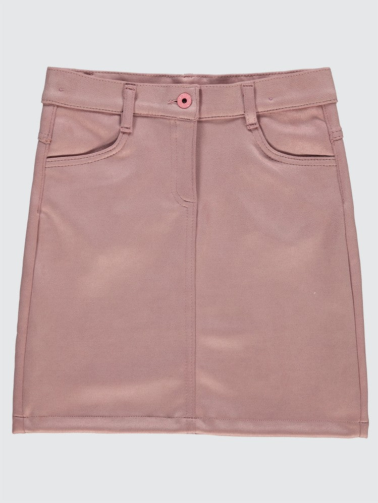 Civil Girls Klasik Cepli 10-13 Yaş Etek - Pudra