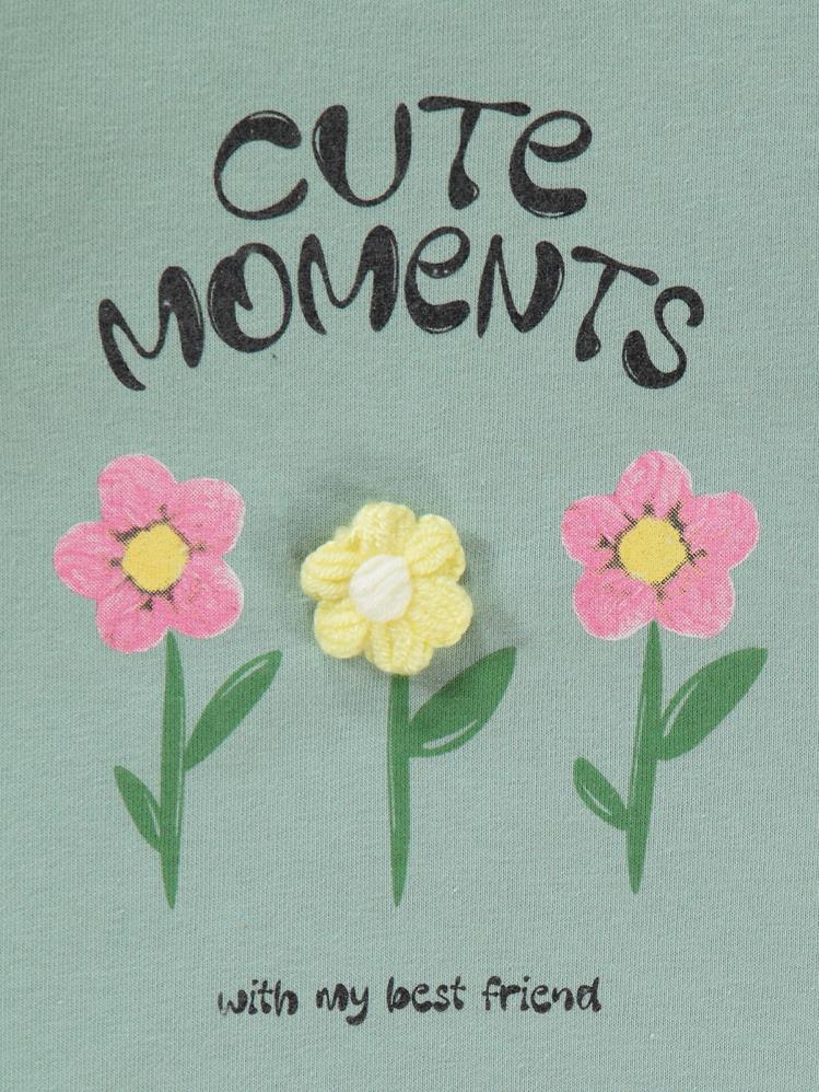 Civil Girls Moment Baskılı 2-5 Yaş Sweatshirt - Yeşil