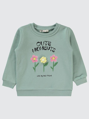 Civil Girls Moment Baskılı 2-5 Yaş Sweatshirt - Yeşil