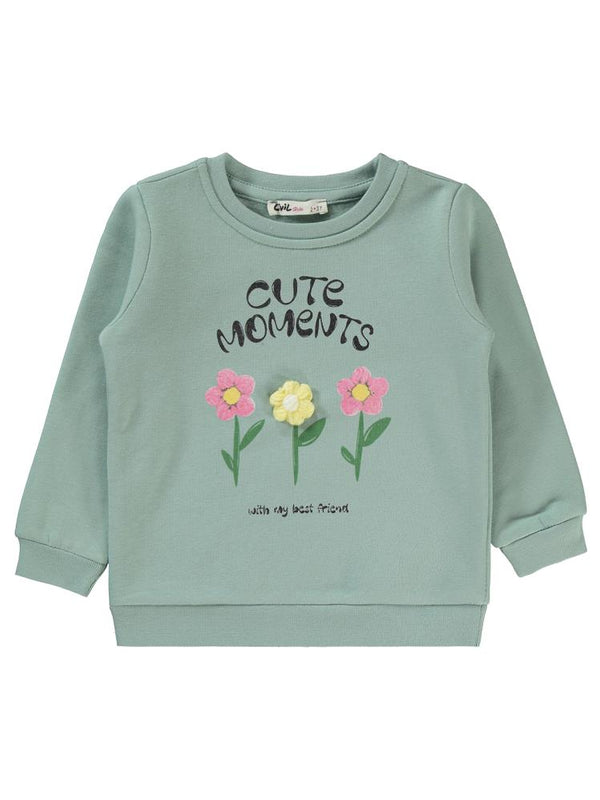 Civil Girls Moment Baskılı 2-5 Yaş Sweatshirt - Yeşil