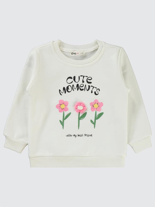 Civil Girls Moment Baskılı 2-5 Yaş Sweatshirt - Ekru