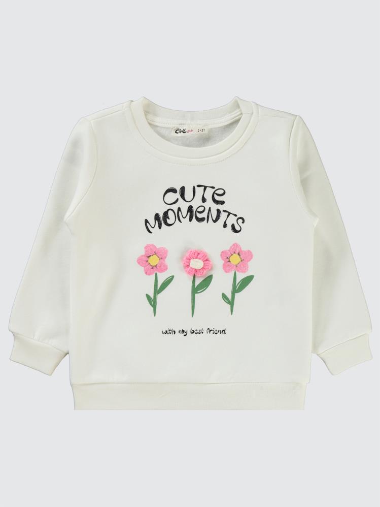 Civil Girls Moment Baskılı 2-5 Yaş Sweatshirt - Ekru